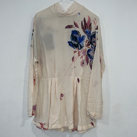 Free people Cream Floral Gemma tied back Tunic Festival mini Dress size XS - Picture 3 of 16